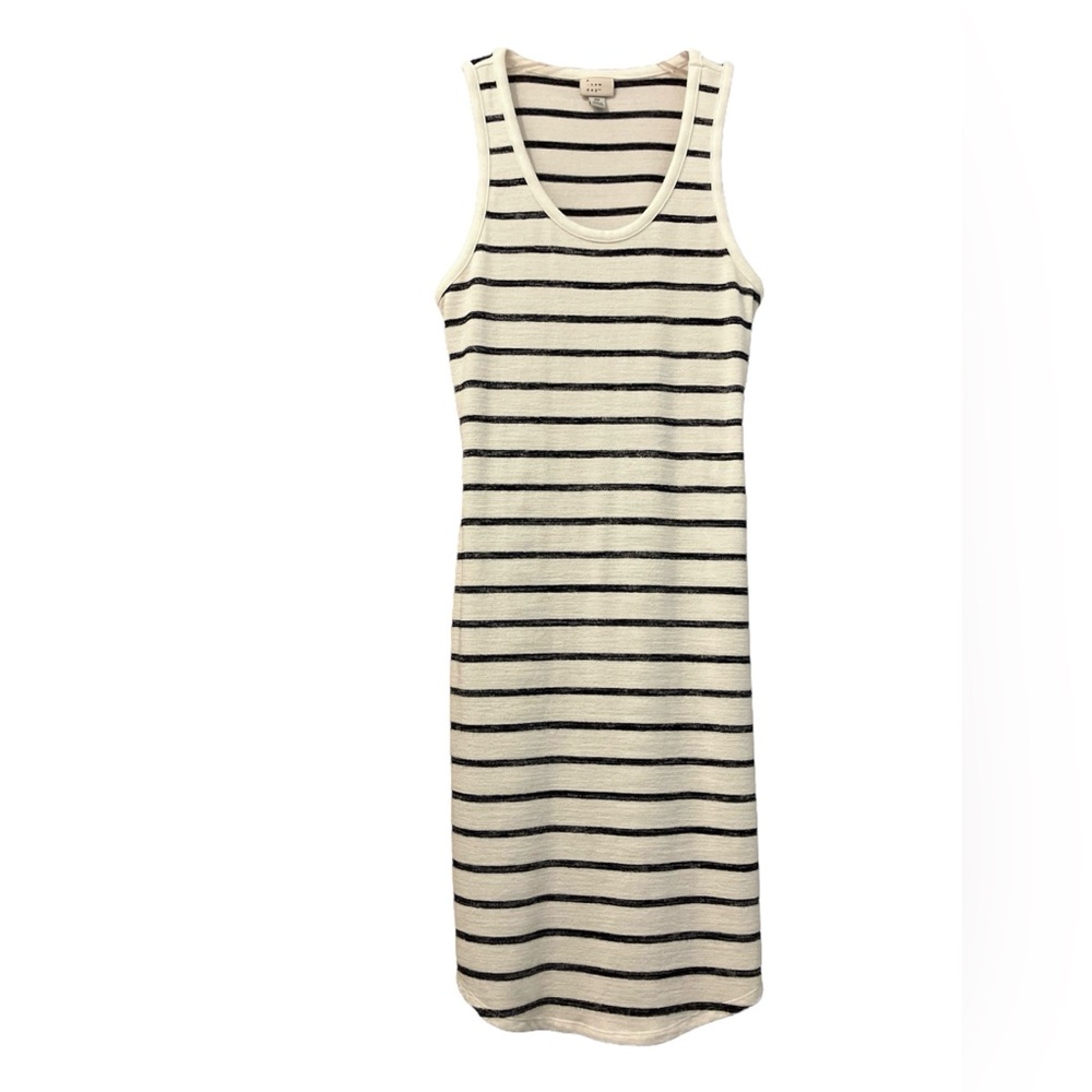 EUC A NEW DAY Black and White Sheath Scoop Neck Knit Midi Dress Size XS